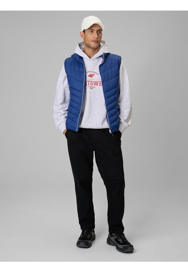 4f - 4F Bezrękawnik z wypełnieniem syntetycznym męski - granatowy 3XL. Typ kołnierza: kołnierzyk stójkowy. Kolor: niebieski. Materiał: syntetyk. Długość rękawa: bez rękawów