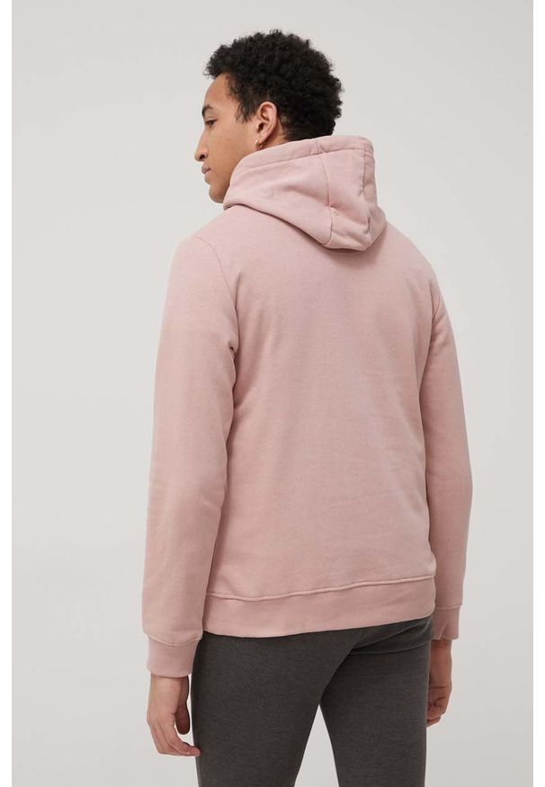 Brave Soul bluza męska kolor różowy z kapturem gładka. Okazja: na co dzień. Typ kołnierza: kaptur. Kolor: różowy. Wzór: gładki. Styl: casual