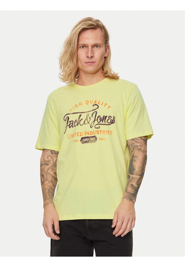 Jack & Jones - Jack&Jones T-Shirt Jprblulouie 12259674 Żółty Regular Fit. Kolor: żółty. Materiał: bawełna