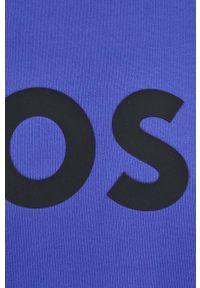 BOSS bluza bawełniana męska kolor fioletowy z nadrukiem. Kolor: fioletowy. Materiał: bawełna. Wzór: nadruk. Styl: klasyczny #4