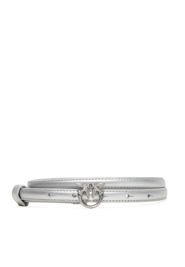 Pinko - PINKO Pasek Damski Love Berry H1 Belt AI 25-26 PLT01 102148 A0F1 Srebrny. Kolor: srebrny. Materiał: skóra