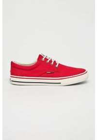 Tommy Jeans - Tenisówki. Nosek buta: okrągły. Zapięcie: sznurówki. Kolor: czerwony. Materiał: syntetyk, materiał, guma. Szerokość cholewki: normalna #1
