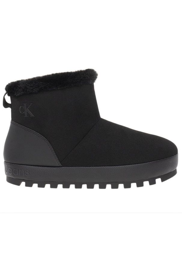 Buty Calvin Klein Home Anke Slipper WL YW0YW01592-0GJ - czarne. Kolor: czarny. Materiał: futro, jeans, materiał, guma. Szerokość cholewki: normalna. Sezon: zima, jesień