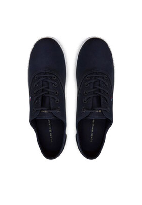 TOMMY HILFIGER - Tommy Hilfiger Tenisówki Canvas Lace Up Sneaker FW0FW07805 Granatowy. Kolor: niebieski. Materiał: materiał