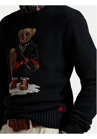 Polo Ralph Lauren Sweter 710982140001 Czarny Regular Fit. Typ kołnierza: polo. Kolor: czarny. Materiał: bawełna #3