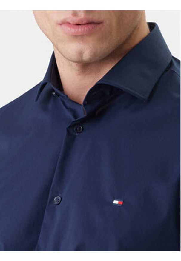 TOMMY HILFIGER - Tommy Hilfiger Koszula MW0MW43122 Granatowy Slim Fit. Kolor: niebieski. Materiał: bawełna