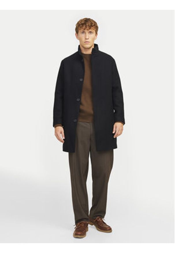 Jack & Jones Płaszcz wełniany Wilson 12259449 Czarny Regular Fit. Kolor: czarny. Materiał: syntetyk