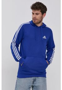 Adidas - adidas Bluza męska z kapturem gładka. Typ kołnierza: kaptur. Kolor: niebieski. Wzór: gładki #5