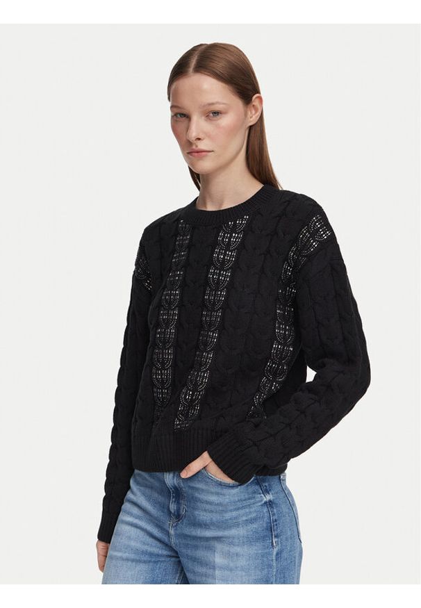 Guess Sweter W6YR21 Z0965 Czarny Regular Fit. Kolor: czarny. Materiał: syntetyk