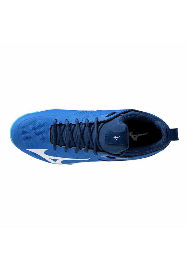 Buty halowe Mizuno Wave Dimension. Kolor: biały, wielokolorowy, niebieski. Model: Mizuno Wave. Sport: siatkówka
