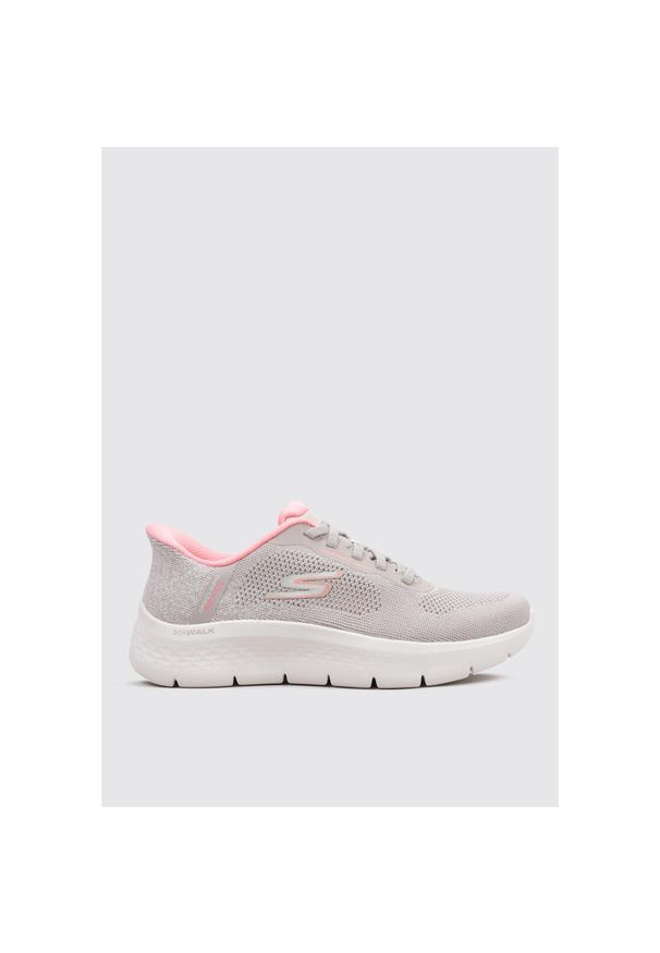 skechers - Kapcie SKECHERS GO WALK FLEX SAFIYA Beżowy. Kolor: szary. Materiał: tkanina. Model: Skechers Sport. Sport: bieganie
