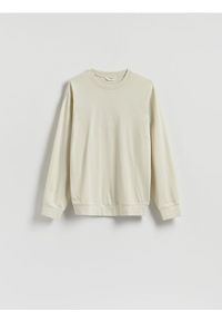 Reserved - Gładki longsleeve - jasnozielony. Kolor: zielony. Materiał: bawełna, dzianina. Długość rękawa: długi rękaw. Wzór: gładki