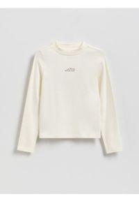 Reserved - Bawełniana bluzka z haftem - złamana biel. Materiał: bawełna. Wzór: haft #1