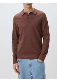 Reserved - Sweter polo z bawełną - jasnofioletowy. Typ kołnierza: polo. Kolor: fioletowy. Materiał: bawełna