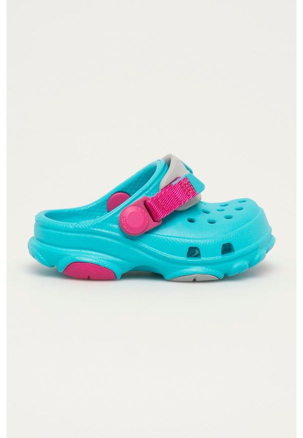 Crocs Klapki dziecięce. Nosek buta: okrągły. Kolor: turkusowy. Materiał: materiał. Wzór: gładki