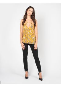 Patrizia Pepe Top | 2C1373/A044 | Kobieta | Pomarańczowy. Okazja: na co dzień. Kolor: pomarańczowy. Materiał: jedwab. Długość rękawa: na ramiączkach. Wzór: aplikacja. Sezon: lato. Styl: casual, elegancki
