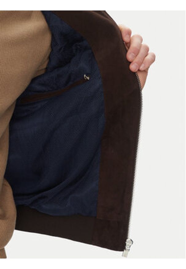 Serge Pariente Kurtka skórzana M888 Brązowy Regular Fit. Kolor: brązowy. Materiał: skóra