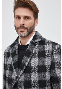 Karl Lagerfeld Płaszcz z domieszką wełny kolor czarny przejściowy. Okazja: na co dzień. Kolor: czarny. Materiał: wełna. Styl: casual, klasyczny