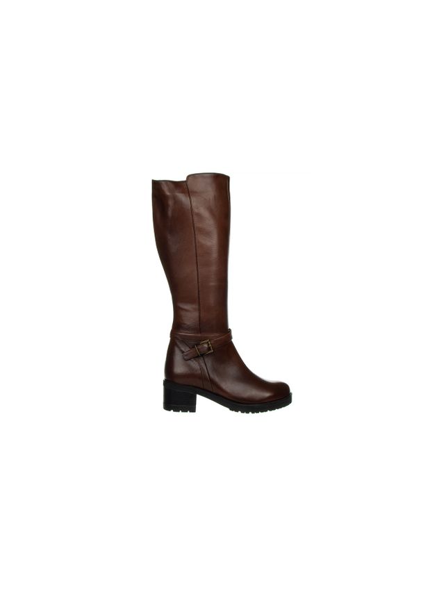 Kozaki Bayla-161 077 43575 Brown 161735, Brązowy, Skóra naturalna - 38. Zapięcie: klamry. Kolor: brązowy. Materiał: skóra. Szerokość cholewki: normalna. Sezon: zima, jesień. Styl: klasyczny