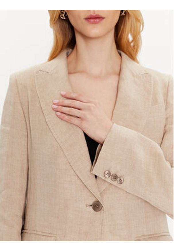 Weekend Max Mara Marynarka Nalut 2350410431 Beżowy Regular Fit. Kolor: beżowy. Materiał: len