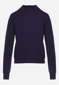 Born2be - Granatowy Sweter z Wełną i Wiskozą o Prostym Fasonie z Półgolfem Giolera. Okazja: na spotkanie biznesowe, do pracy, na co dzień. Kolor: niebieski. Materiał: wełna, wiskoza. Długość rękawa: długi rękaw. Długość: długie. Styl: biznesowy, casual, elegancki #6