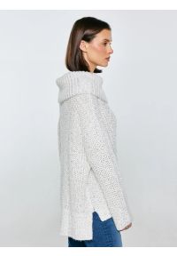 Big-Star - Sweter damski z obszernym golfem melanżowy biały Magdalena 100. Typ kołnierza: golf. Kolor: biały. Materiał: wełna, denim, materiał. Wzór: melanż. Styl: klasyczny, elegancki #5