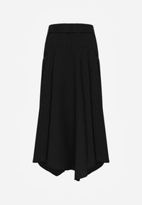 Born2be - Czarna Rozkloszowana Spódnica z Ozdobnym Paskiem i Asymetrycznym Dołem Pillen. Okazja: na co dzień, do pracy. Kolor: czarny. Materiał: skóra. Długość: długie. Styl: casual, elegancki #4