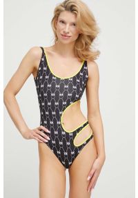 Pinko jednoczęściowy strój kąpielowy kolor czarny miękka miseczka. Kolor: czarny. Materiał: materiał #2