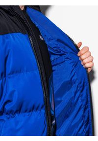 Ombre Clothing - Kurtka męska zimowa pikowana C458 - niebieska - XXL. Kolor: niebieski. Materiał: poliester. Sezon: zima #8