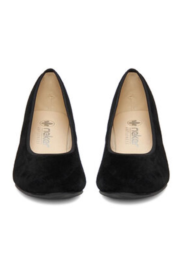 Rieker Czółenka 44650-03 Czarny. Kolor: czarny. Materiał: zamsz, skóra