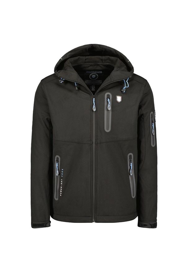 Geographical Norway Softshell TAXILLUS BLACK DB MEN 056, kurtka męska czarna.. Kolor: czarny. Materiał: poliester, elastan. Sezon: wiosna. Sport: turystyka piesza