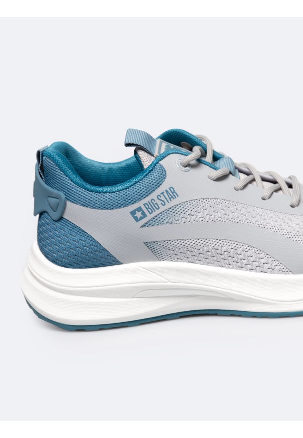 Big-Star - Sneakersy damskie z turkusowymi wstawkami szare RR174271 902. Okazja: na co dzień. Zapięcie: sznurówki. Kolor: szary. Materiał: tkanina