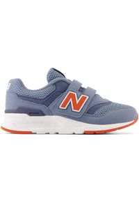 Buty dziecięce New Balance PZ997HRC – niebieskie. Okazja: na uczelnię, na co dzień. Zapięcie: rzepy. Kolor: niebieski. Materiał: guma, syntetyk, materiał. Szerokość cholewki: normalna #1