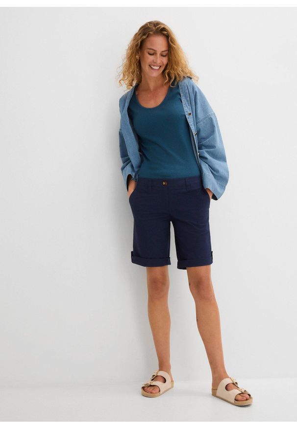 bonprix - Bermudy ze stretchem. Kolor: niebieski