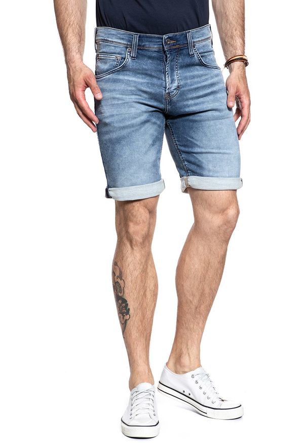 Mustang - SPODENKI MUSTANG Chicago Short DENIM BLUE 1007754 5000 313. Materiał: denim