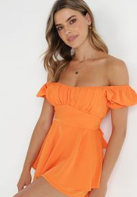 Born2be - Pomarańczowy Kombinezon Rhodosyne. Okazja: na wesele, na randkę, na ślub cywilny. Kolor: pomarańczowy. Styl: elegancki #6