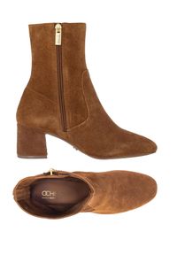 Ochnik - Buty damskie. Kolor: brązowy. Materiał: skóra, zamsz. Szerokość cholewki: normalna. Obcas: na obcasie. Styl: elegancki, klasyczny. Wysokość obcasa: średni #4