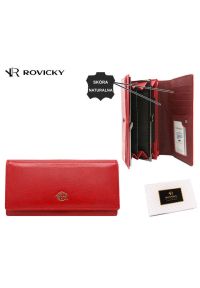 Portfel damski ROVICKY RPX-24A-ML Red czerwony. Kolor: czerwony. Materiał: skóra