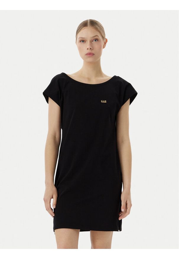 EA7 Emporio Armani Sukienka letnia 7W001478 AF10373 UC001 Czarny Relaxed Fit. Kolor: czarny. Materiał: bawełna. Sezon: lato