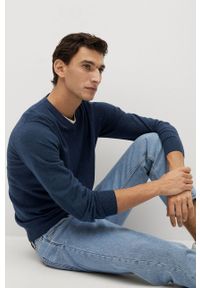 Mango Man - Sweter TENV. Okazja: na co dzień. Kolor: niebieski. Materiał: bawełna, kaszmir, dzianina. Długość rękawa: długi rękaw. Długość: długie. Styl: casual #6