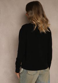 Renee - Czarny Casualowy Sweter z Wełną i Wiskozą Lussare. Okazja: na co dzień. Kolor: czarny. Materiał: wełna, wiskoza. Styl: casual