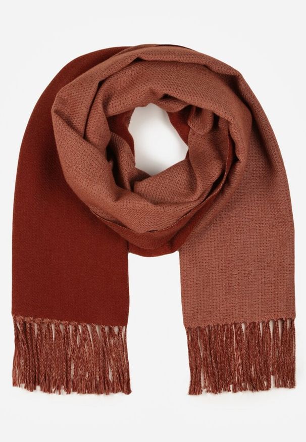 Born2be - Bordowy Klasyczny Szalik z Bawełny i Wiskozy z Frędzlami Vetilisa. Kolor: czerwony. Materiał: bawełna, wiskoza. Styl: klasyczny