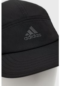 adidas Performance czapka z daszkiem kolor czarny gładka. Kolor: czarny. Materiał: tkanina, materiał, skóra. Wzór: gładki #4