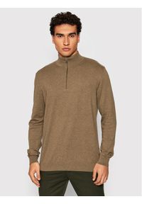 Selected Homme Sweter Berg 16074687 Brązowy Regular Fit. Kolor: brązowy. Materiał: bawełna #1