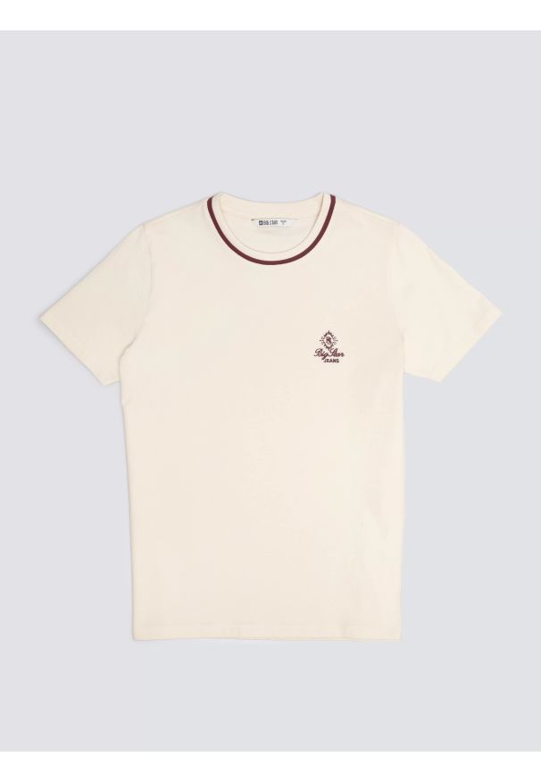 Big-Star - Koszulka damska z haftem na piersi kremowa Lemorse 103. Okazja: na co dzień. Kolor: biały. Materiał: dzianina. Wzór: haft. Styl: casual, elegancki