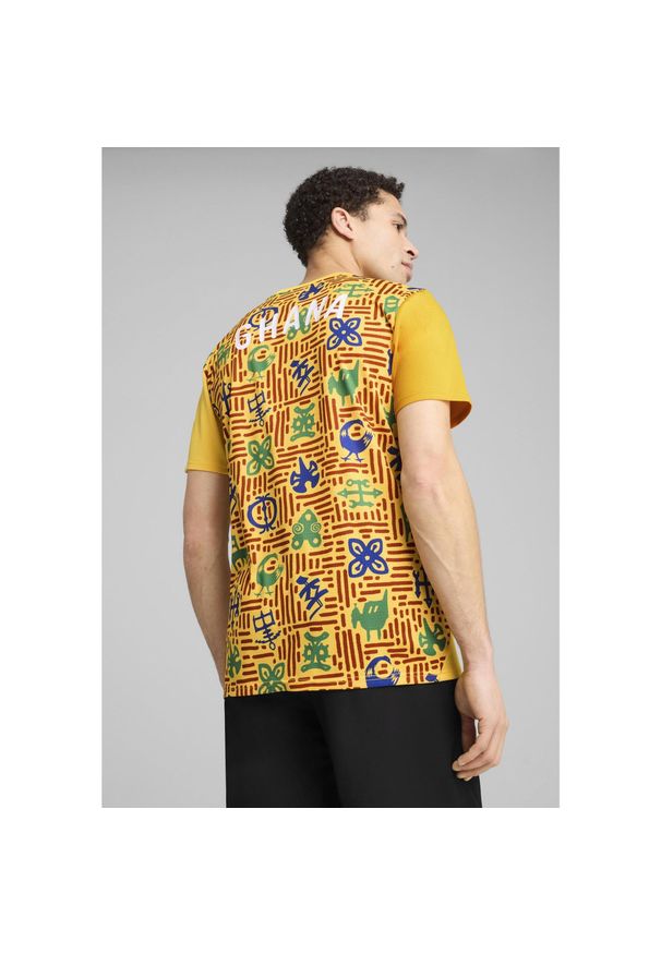 Puma - Męska koszulka przedmeczowa Ghana PUMA Yellow Sizzle Intense Red. Kolor: żółty, czerwony, wielokolorowy