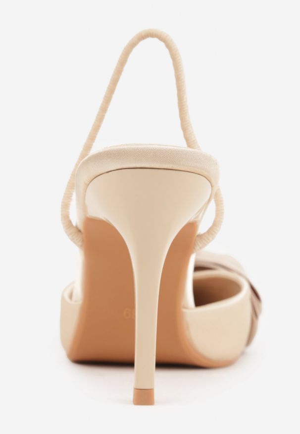 Born2be - Beżowe Satynowe Szpilki z Odkrytą Piętą i Ozdobną Kokardą Argatea. Okazja: na co dzień, na spotkanie biznesowe, na ślub cywilny, do pracy, na wesele, na imprezę. Kolor: beżowy. Materiał: satyna. Obcas: na szpilce. Styl: casual, biznesowy, elegancki, klasyczny