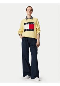 Tommy Jeans Sweter Flag DW0DW23450 Żółty jasny Regular Fit. Kolor: żółty. Materiał: bawełna #4