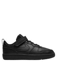 Buty do chodzenia dla dzieci Nike Court Borough Low 2 Psv. Zapięcie: sznurówki. Kolor: czarny. Materiał: tkanina, materiał, skóra, syntetyk. Szerokość cholewki: normalna. Model: Nike Court. Sport: turystyka piesza