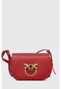 Pinko torebka skórzana kolor czerwony. Kolor: czerwony. Materiał: skórzane. Rodzaj torebki: na ramię